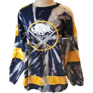 Buffalo Sabres Long Sleeve Tie-Dye T-Shirt Medium Blue Yellow NHL